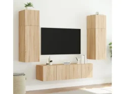 vidaXL TV-Wandschrank mit LED-Leuchten Sonoma-Eiche 60x35x41 cm