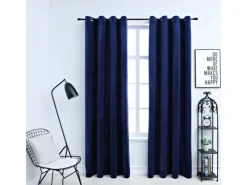 Best vidaXL Verdunkelungsvorhänge mit Ösen 2 Stk Samt Dunkelblau 140x245cm