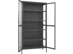 vidaXL Vitrine Anthrazit 90x40x180 cm Stahl und Gehärtetes Glas