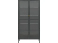 vidaXL Vitrine Anthrazit 90x40x180 cm Stahl und Gehärtetes Glas