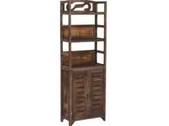 vidaXL Vitrine Dunkelbraun 46x24x140 cm Massivholz Paulownia