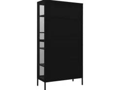 Clearance vidaXL Vitrine Schwarz 90x40x180 cm Stahl und Gehärtetes Glas