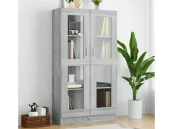 New vidaXL Vitrinenschrank Grau Sonoma 82,5x30,5x150 cm Holzwerkstoff