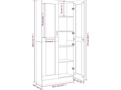 Outlet vidaXL Vitrinenschrank Grau Sonoma 82,5x30,5x185,5 cm Holzwerkstoff