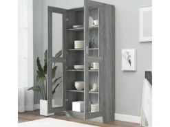 Outlet vidaXL Vitrinenschrank Grau Sonoma 82,5x30,5x185,5 cm Holzwerkstoff