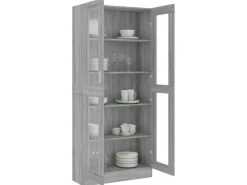 Outlet vidaXL Vitrinenschrank Grau Sonoma 82,5x30,5x185,5 cm Holzwerkstoff