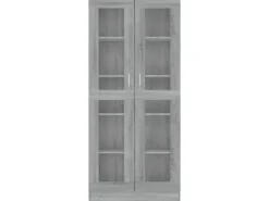 Outlet vidaXL Vitrinenschrank Grau Sonoma 82,5x30,5x185,5 cm Holzwerkstoff