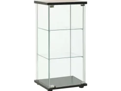 vidaXL Vitrinenschrank Hartglas Schwarz