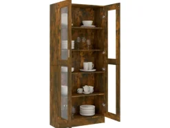 Best vidaXL Vitrinenschrank Räuchereiche 82,5x30,5x185,5 cm Holzwerkstoff