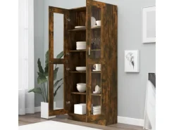 Best vidaXL Vitrinenschrank Räuchereiche 82,5x30,5x185,5 cm Holzwerkstoff