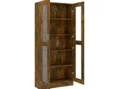 Best vidaXL Vitrinenschrank Räuchereiche 82,5x30,5x185,5 cm Holzwerkstoff
