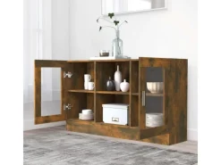 vidaXL Vitrinenschrank Räuchereiche 120x30,5x70 cm Holzwerkstoff 815627