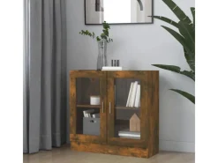 vidaXL Vitrinenschrank Räuchereiche 82,5x30,5x80 cm Holzwerkstoff