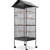 vidaXL Vogelkäfig mit Dach Stahl Schwarz 66x66x155 cm