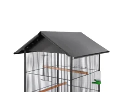 vidaXL Vogelkäfig mit Dach Stahl Schwarz 66x66x155 cm