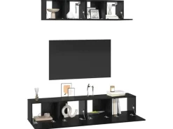 vidaXL Wand TV Schrank 4 Stk Schwarz Eichen-Optik Holzwerkstoff 3393361