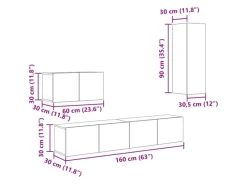 Online vidaXL Wand TV Schrank Set 4-Tlg 200 x 30 x 30 cm Holzwerkstoff 3393465 Altholz