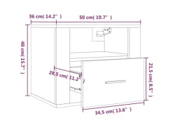 Clearance vidaXL Wand-Nachttisch Betongrau 50x36x40 cm