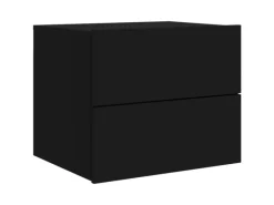 Best vidaXL Wand-Nachttisch mit LED-Leuchten Schwarz Modell 4