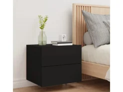 Best vidaXL Wand-Nachttisch mit LED-Leuchten Schwarz Modell 4