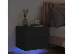 Best vidaXL Wand-Nachttisch mit LED-Leuchten Schwarz Modell 4