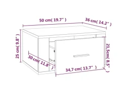 Sale vidaXL Wand-Nachttisch Räuchereiche 50x36x25 cm