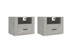 vidaXL Wand-Nachttische 2 Stk Betongrau 50x36x40 cm