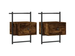 Hot vidaXL Wand-Nachttische 2 Stk Räuchereiche 35x30x51 cm Holzwerkstoff