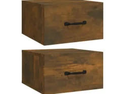 vidaXL Wand-Nachttische 2 Stk Räuchereiche 35x35x20 cm Modell 1