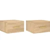 Best vidaXL Wand-Nachttische 2 Stk Sonoma-Eiche 35x35x20 cm Modell 3