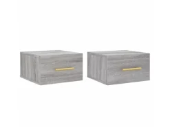 Hot vidaXL Wand-Nachttische 2 Stk Grau Sonoma 35x35x20 cm Modell 1