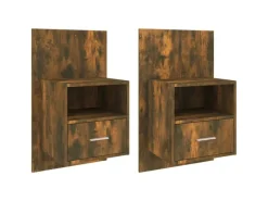vidaXL Wand-Nachttische 2 Stk Räuchereiche Holzwerkstoff Modell 1