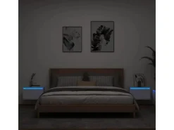 vidaXL Wand-Nachttische mit LED-Leuchten 2 Stk Weiß Modell 4