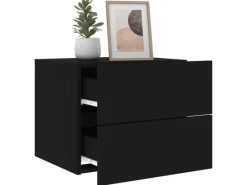 Best vidaXL Wand-Nachttische mit LED-Leuchten 2 Stk Schwarz Modell 5