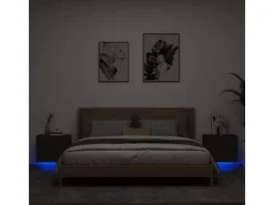 Best vidaXL Wand-Nachttische mit LED-Leuchten 2 Stk Schwarz Modell 5
