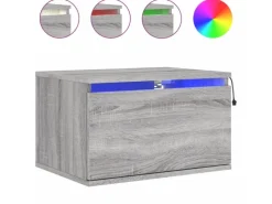 Online vidaXL Wand-Nachttische mit LED-Leuchten 2 Stk Grau Sonoma Modell 4