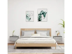 Online vidaXL Wand-Nachttische mit LED-Leuchten 2 Stk Grau Sonoma Modell 4