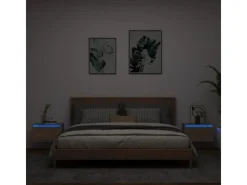 vidaXL Wand-Nachttische mit LED-Leuchten 2 Stk Sonoma-Eiche Modell 4