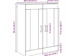 vidaXL Wandschrank Artisan-Eiche 69,5 x 34 x 90 cm Holzwerkstoff 882431