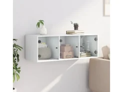 Outlet vidaXL Wandschrank mit Glastüren Weiß 102x37x35 cm