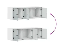 Outlet vidaXL Wandschrank mit Glastüren Weiß 102x37x35 cm