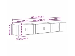 vidaXL Wand-TV-Schrank Set Wandmontiert 3-Tlg Schwarz Eichen-Optik 3415599