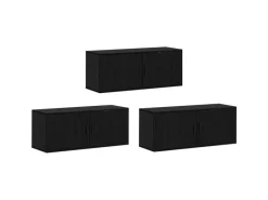 vidaXL Wand-TV-Schrank Set Wandmontiert 3-Tlg Schwarz Eichen-Optik 3415602