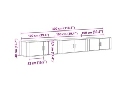 vidaXL Wand-TV-Schrank Set Wandmontiert 3-Tlg Schwarz Eichen-Optik 3415602