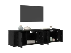 Sale vidaXL Wand-TV-Schrank Set Wandmontiert 2-Tlg Schwarz Eichen-Optik 3415603 Eiche Schwarz