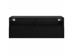 New vidaXL Wand-TV-Schränke 2 Stk Schwarz Eichen-Optik 80 x 30 x 30 cm 882933 Eiche Schwarz