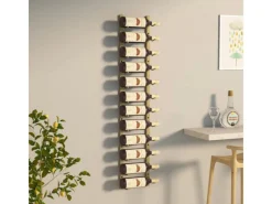 vidaXL Wand-Weinregal für 12 Flaschen Golden Eisen