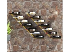 Outlet vidaXL Wand-Weinregale für 7 Flaschen 2 Stk. Golden Metall