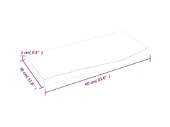 vidaXL Waschtischplatte Hellbraun 60x30x2 cm Massivholz Behandelt