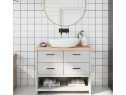 vidaXL Waschtischplatte 100x30x4 cm Massivholz Unbehandelt